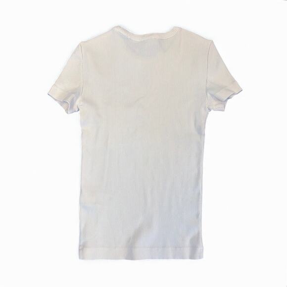 NWT Madewell Garment-Dyed Ribbed Crewneck Pocket Tee Vintage Ivory Size XXS - Picture 6 of 9